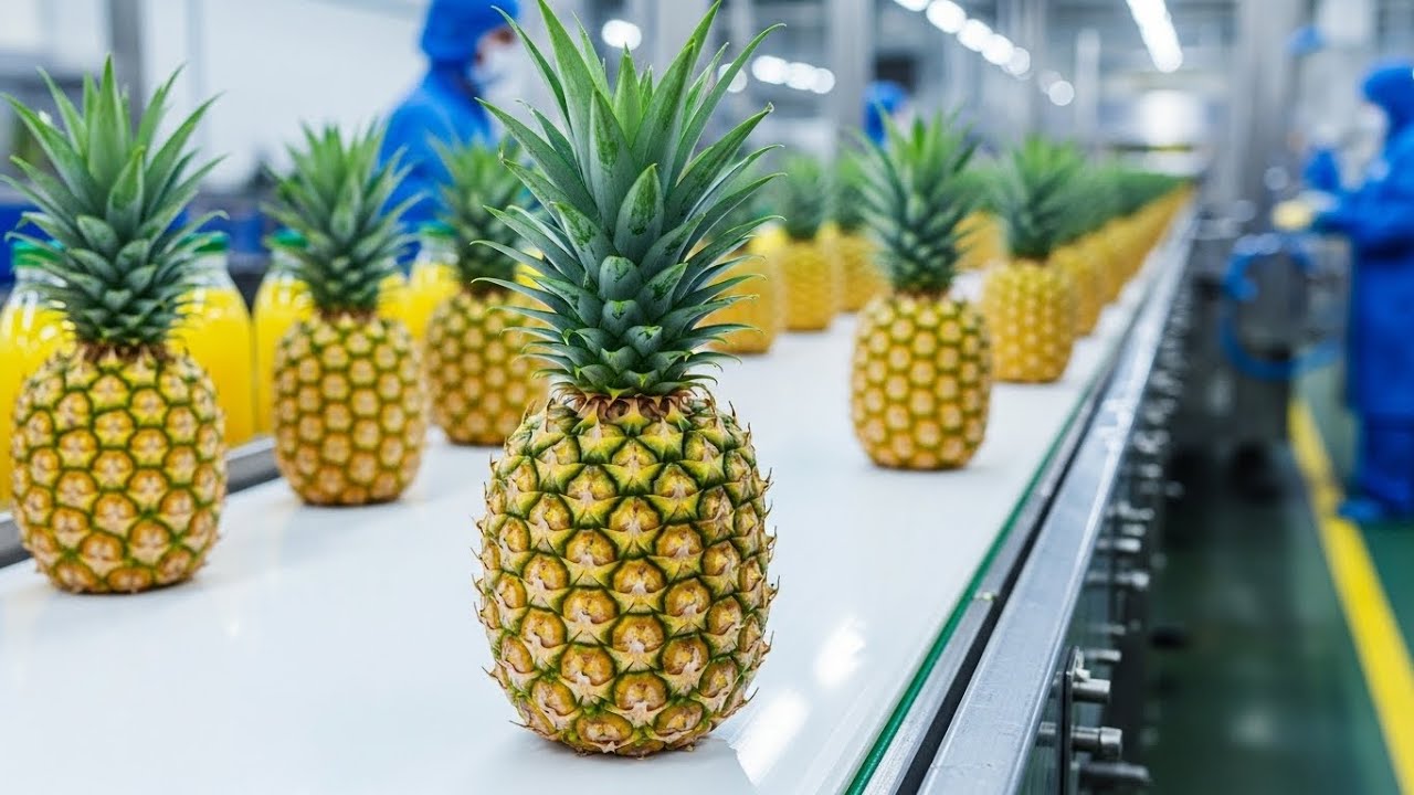 Inside a Pineapple Juice Factory: From Fresh Pineapples to Packed Juice (Full Process) 🍍🥤