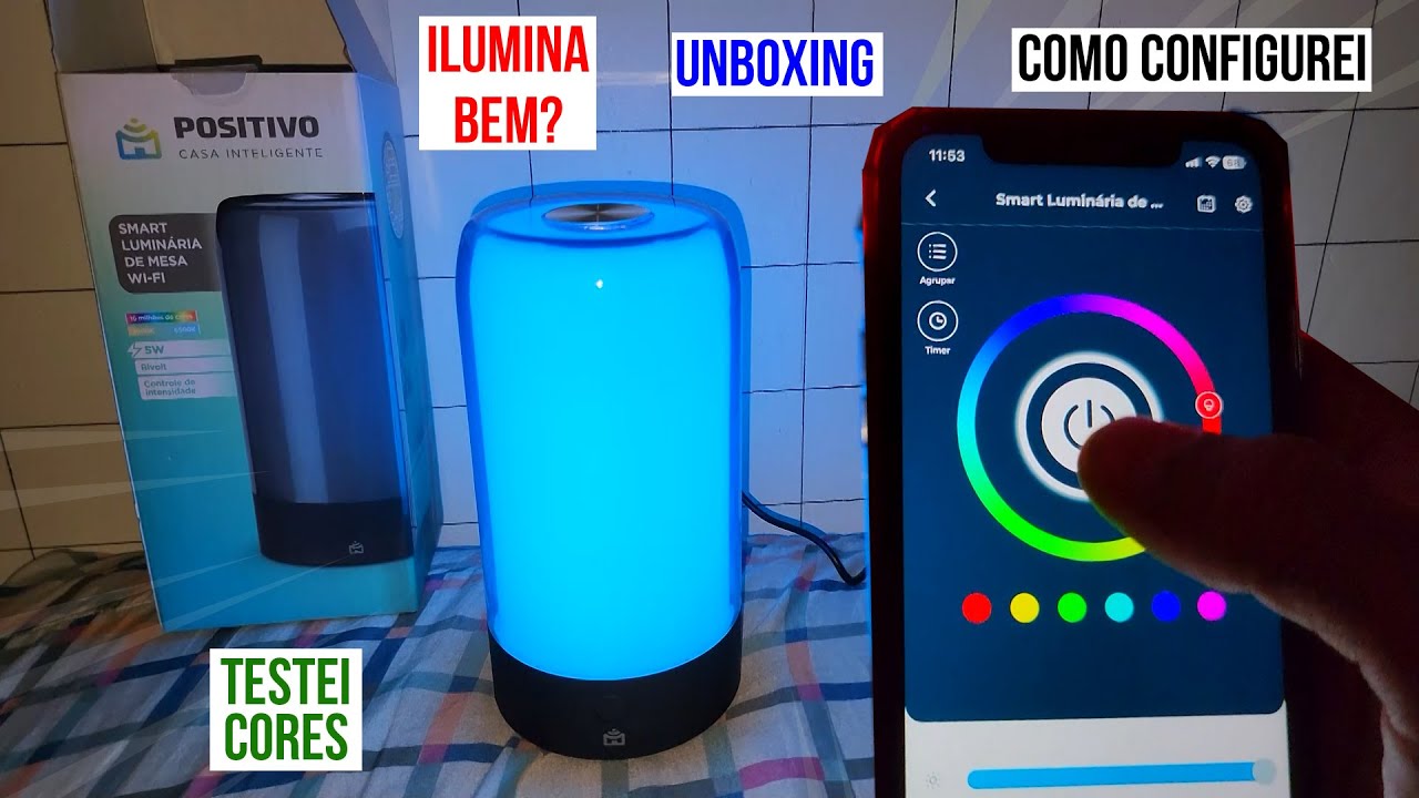 💡 testei a Smart Luminária de Mesa Positivo Casa Inteligente, RGB, LED cores Compatível com Alexa