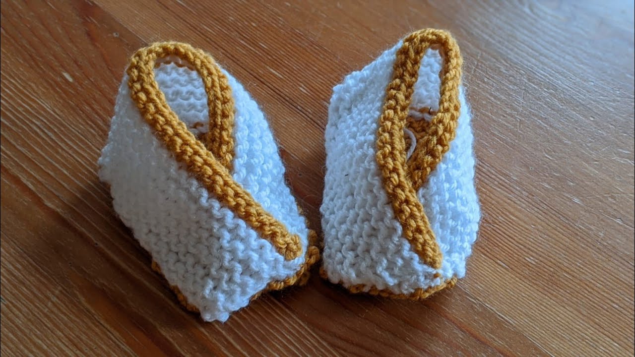 Chausson nouveaux né au tricot facile et rapide à faire