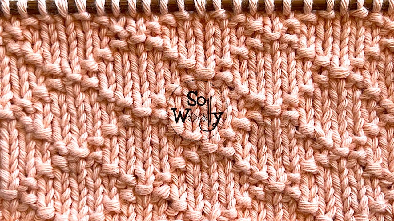 How to knit the Diamond Brocade stitch (using knit and purl only) - So Woolly