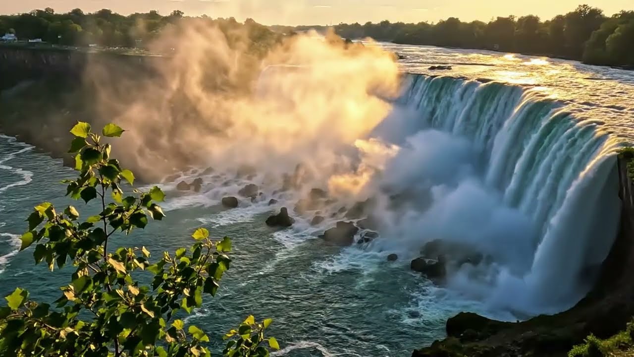 Niagara Falls Nature Sounds ASMR | Misty Waterfall White Noise