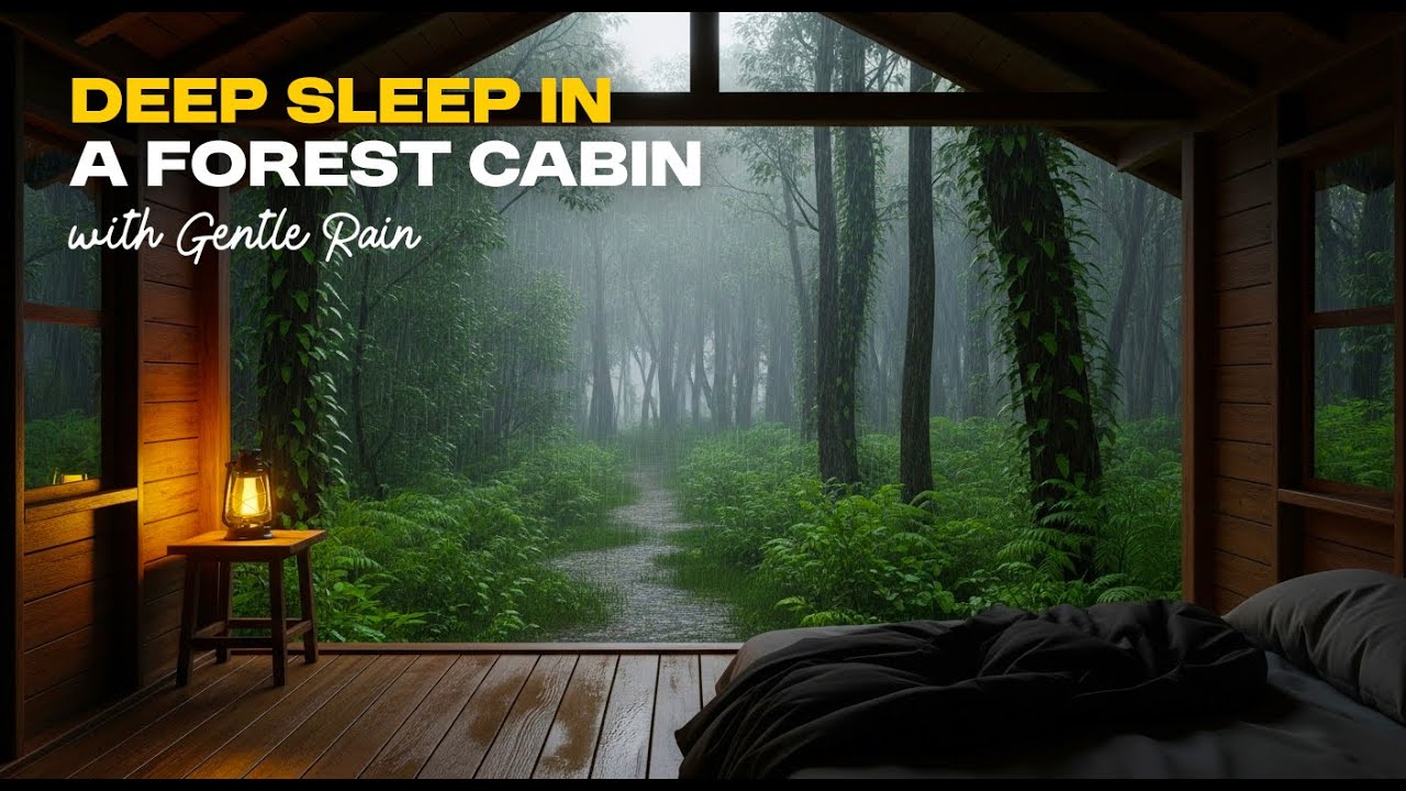 Deep Sleep in a Forest Cabin with Gentle Rain