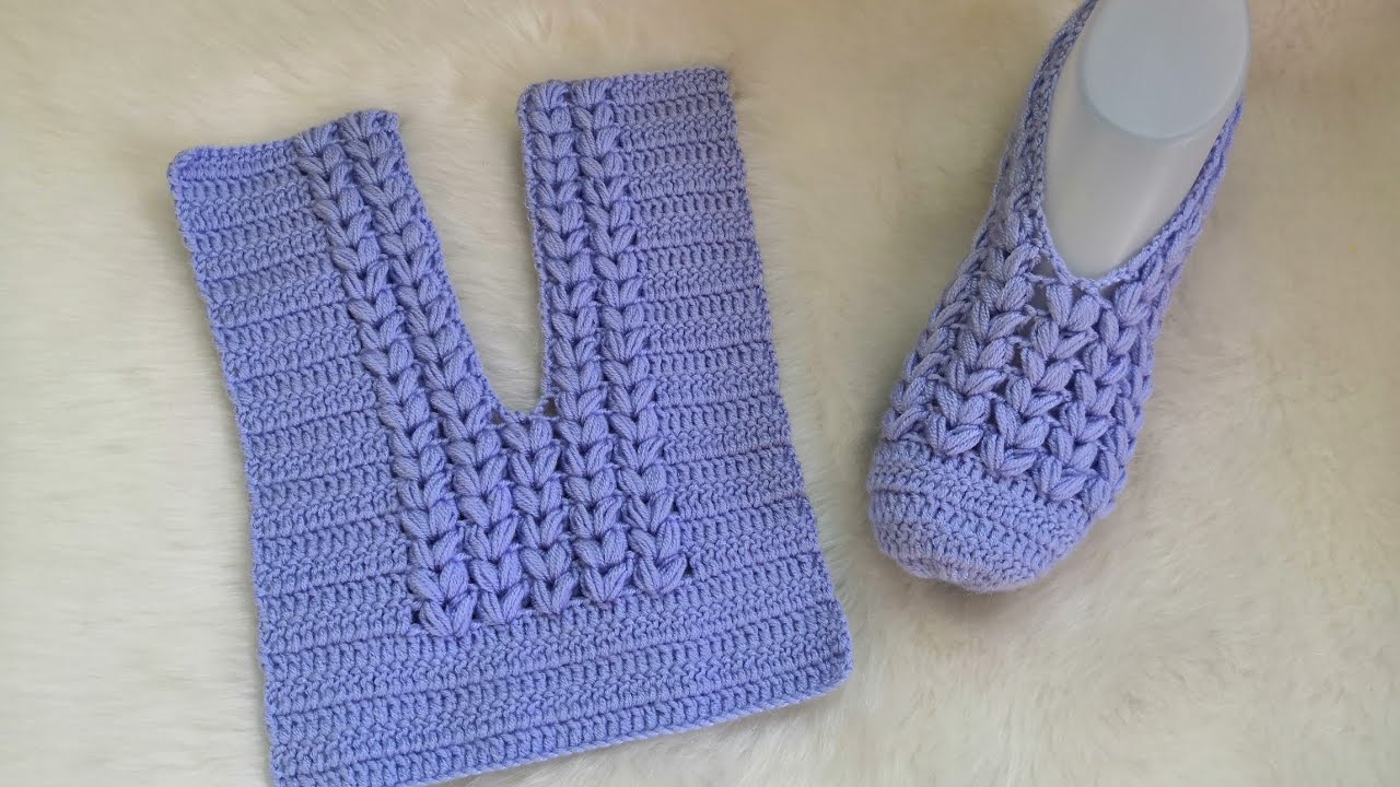 كروشية سليبر/لكلوك نسائي بقطعة واحدة easy crochet slipper