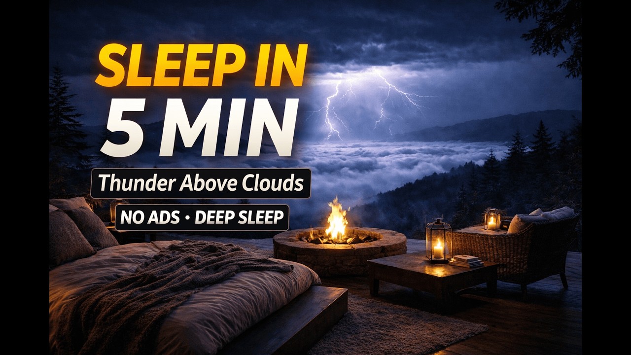 Sleep Instantly (NO ADS) • Thunder & Fire Above the Clouds •Luxury Mountain Night •1 Hour Deep Sleep