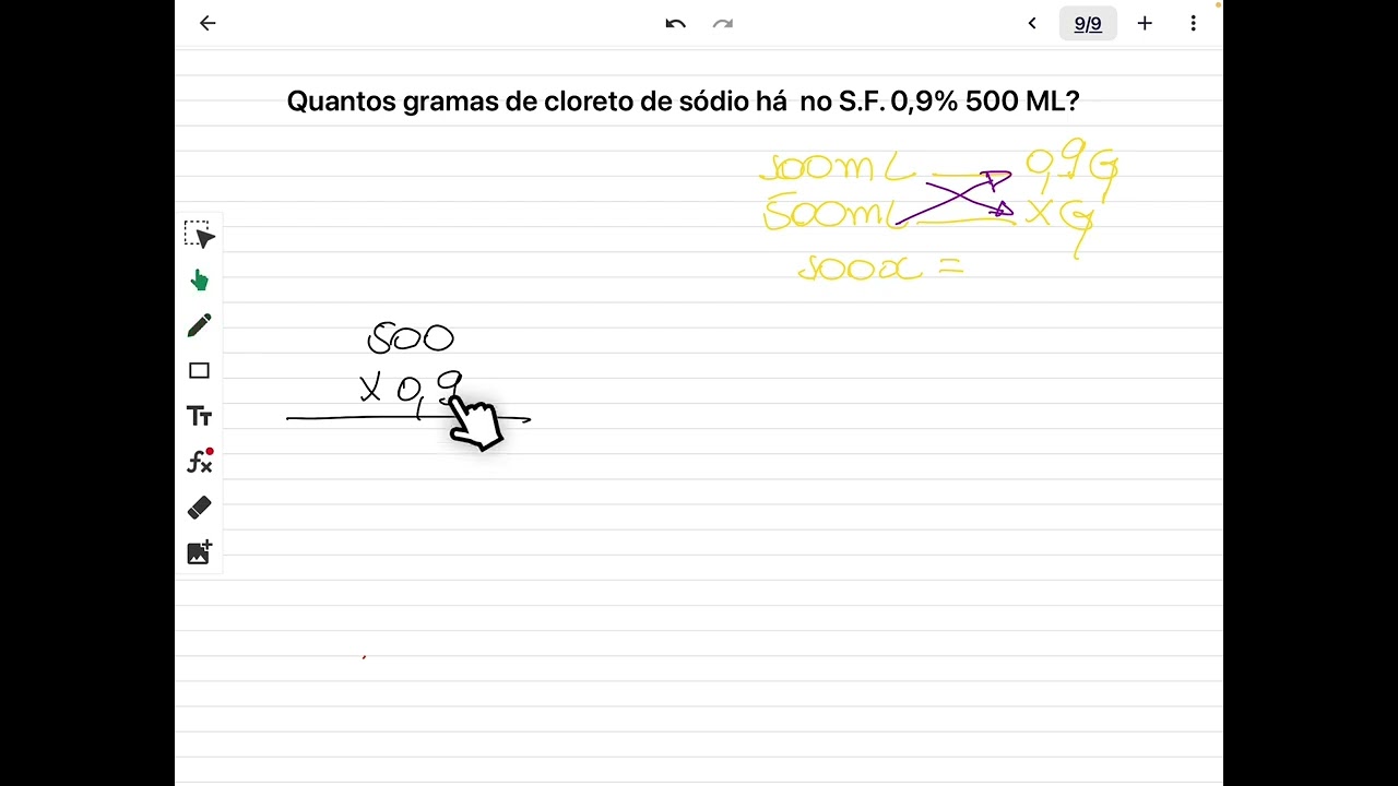 Quantos gramas  de cloreto de sódio tem no SF 0,9% de 500 ML