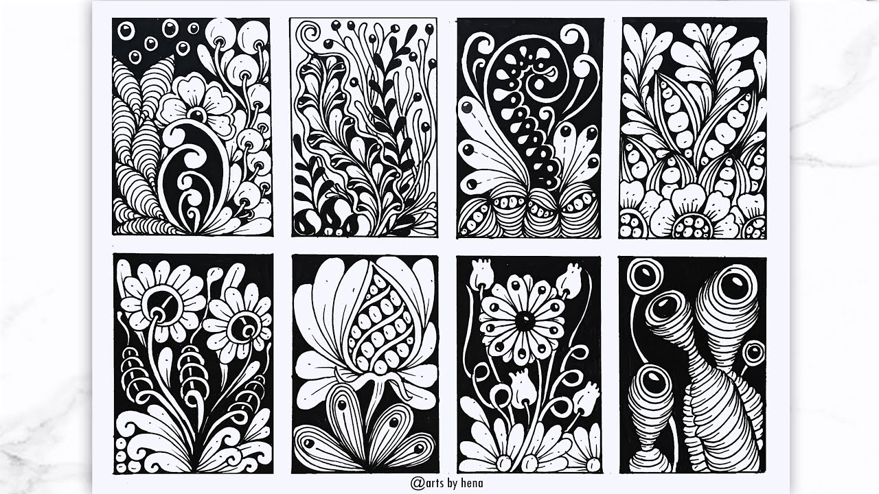 8 Zentangle Art For Beginners | ZentangleArt| Doodle Art