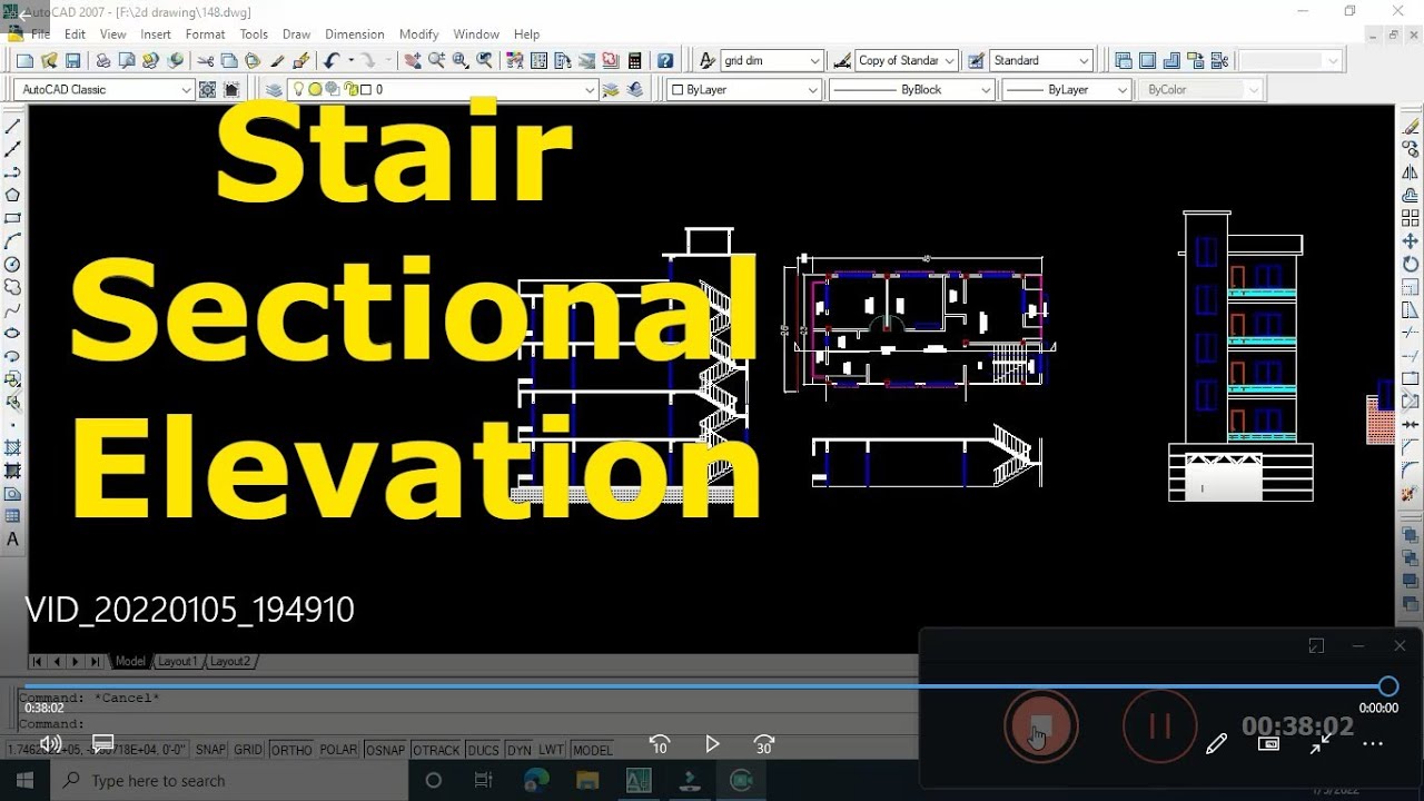 How To Draw Stair Sectional Elevation in Autocad bangla Tuitorial!Stair Section in Autocad.