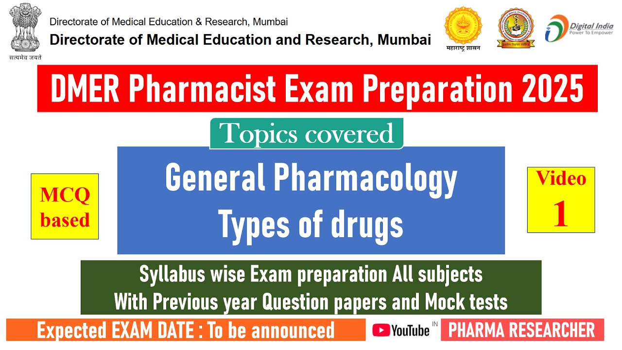 General Pharmacology Types of drugs II DMER Pharmacist Exam Preparation 2025 #dmer_pharmacist #dmer