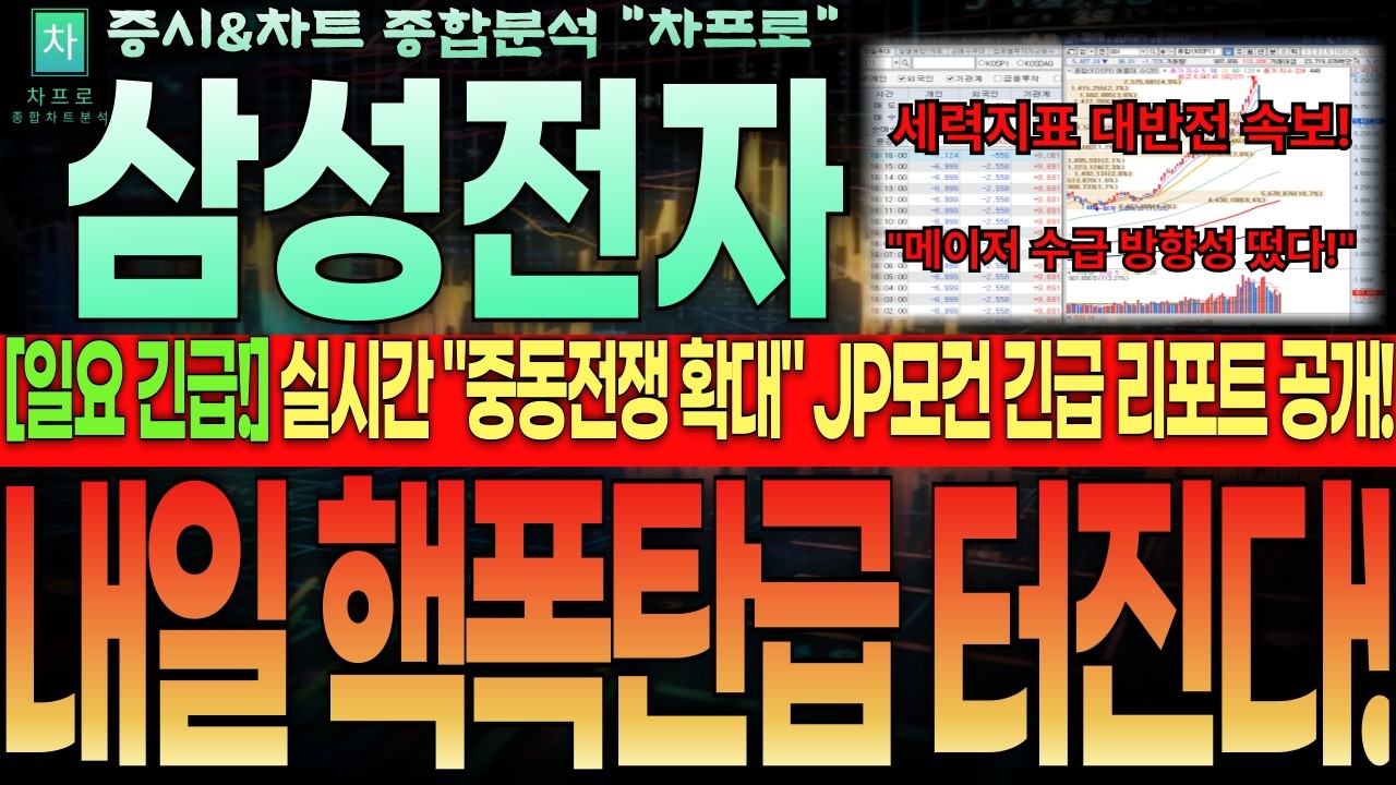 [삼성전자 주가전망]💥실시간일요일 미국,이란 전쟁 긴급속보! JP모건 긴급리포트 내용이 핵폭탄급 세력전략유출!