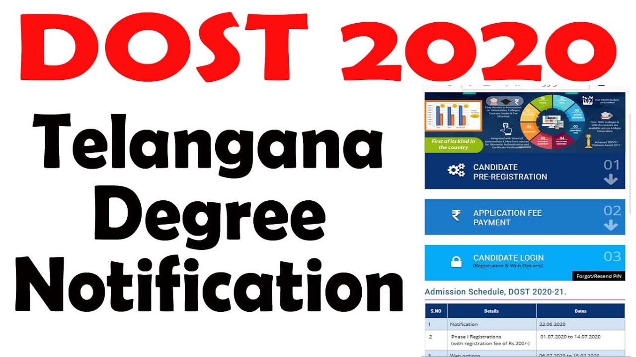Telangana Degree  Notification | dost 2020 Degree  Notification | dost 2020