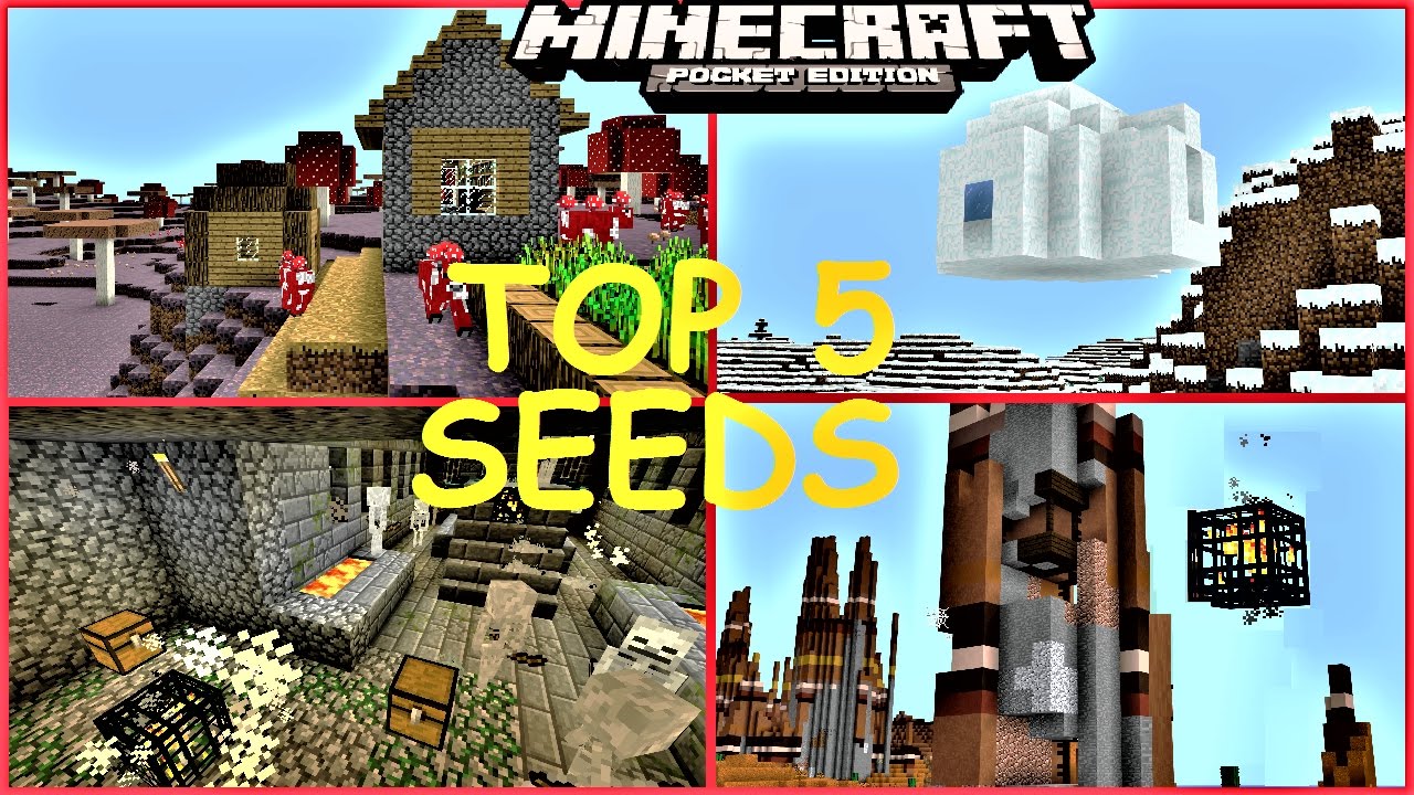 Minecraft PE - TOP 5 SEEDS ! ULTRA RARE VILLAGES, STRONGHOLDS, DUNGEONS & MORE ! - MCPE 1.8/1.7