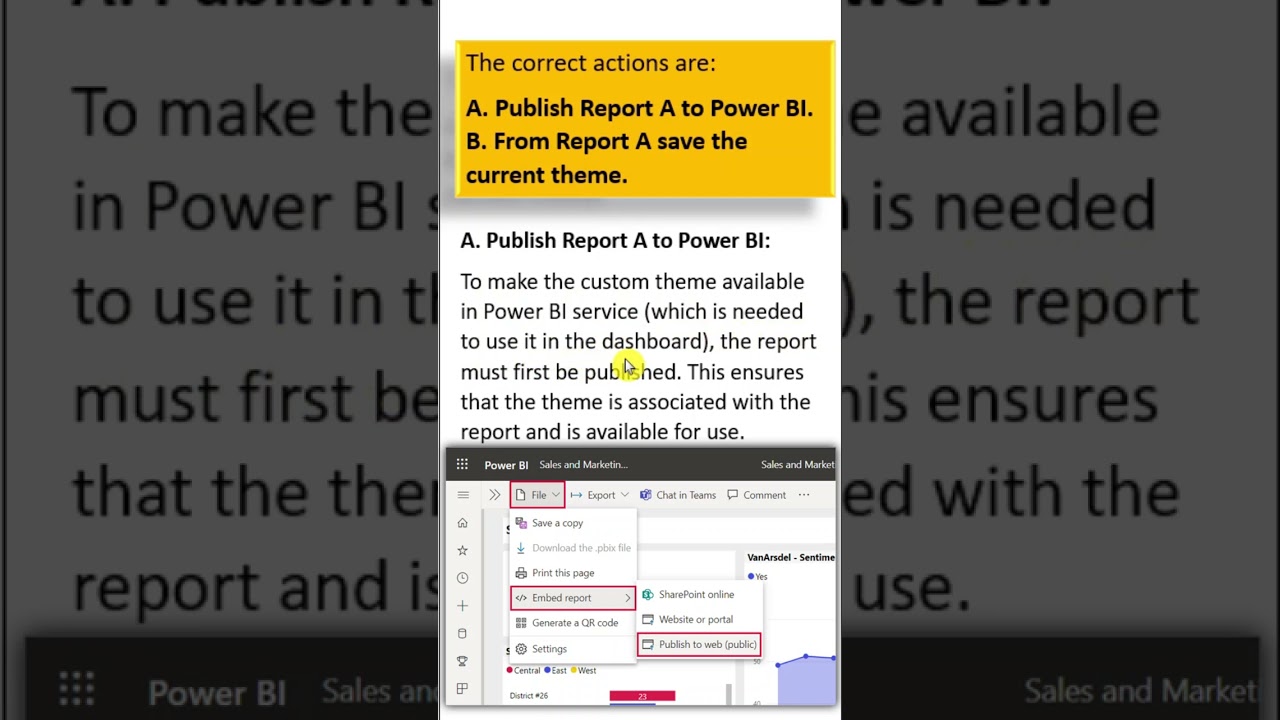 Power BI Certification  Question with Explanation How to Apply Custom themes to Dashboard #powerbi