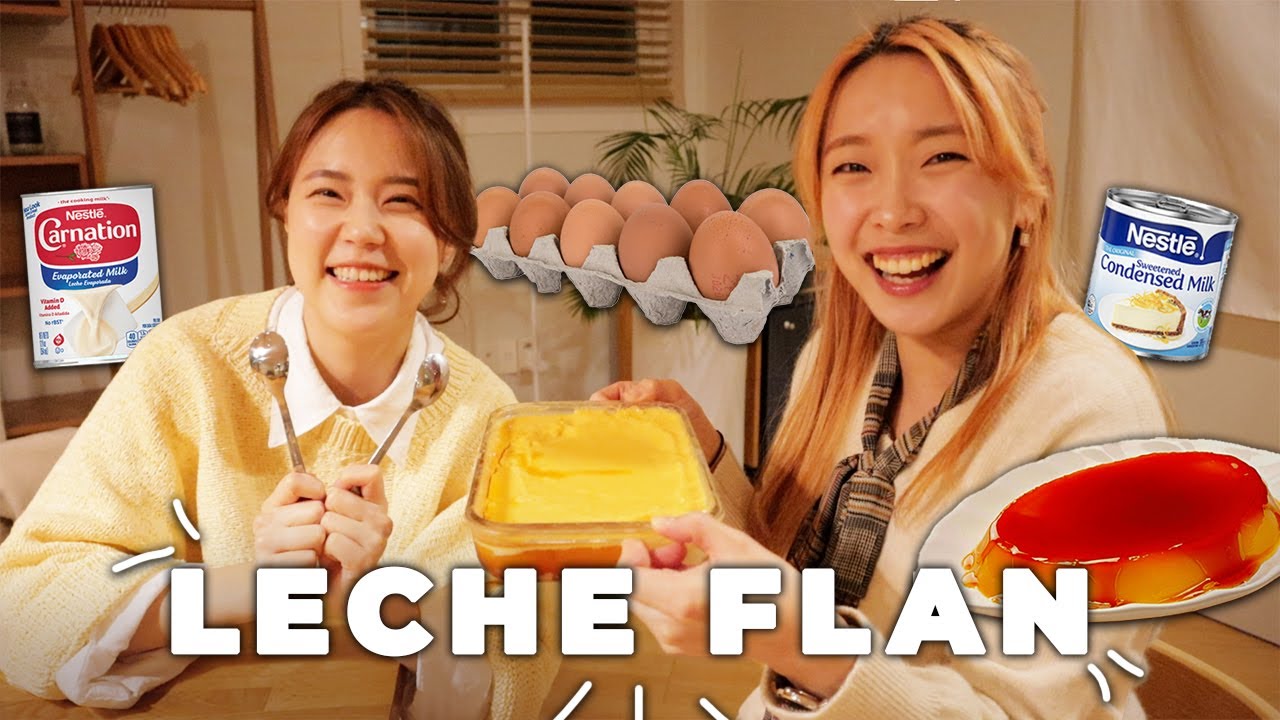 Korean Girls Cook Filipino Dessert LECHE FLAN🥹✨(Laugh trip lol) ft. San Miguel