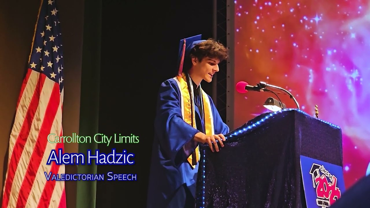 Alem Hadzic, valedictorian of ECHS in Carrollton, TX. Full graduation speech