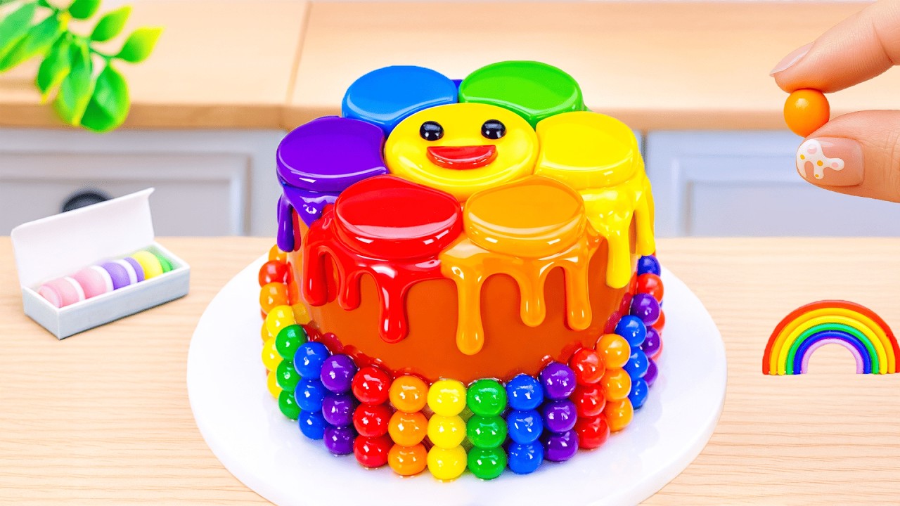 Mini Rainbow Cake With Chocolate🌈Amazing Rainbow Smile Cake❤️By  HT Mini Cakes