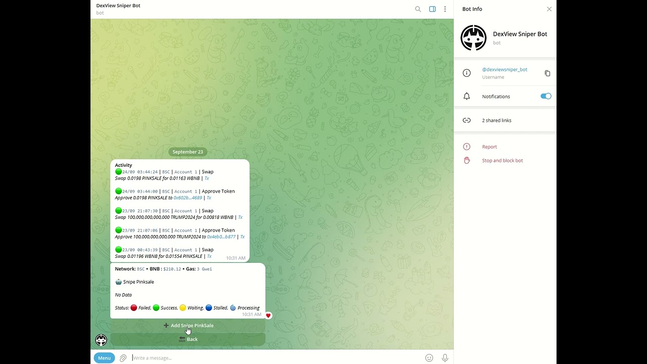 How to Snipe a PinkSale Presale with DexView Sniper Bot