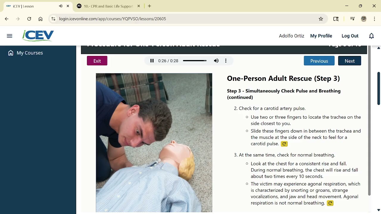 CPR BLS ADULT PROCEDURE 1 RESCUE