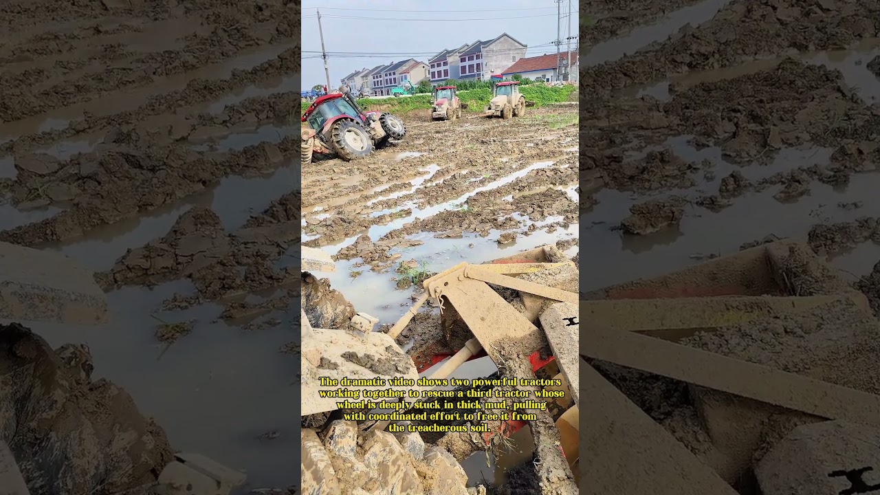 Stuck in the Mud: Watch Two Tractors Battle to Save Their Trapped Teammate!