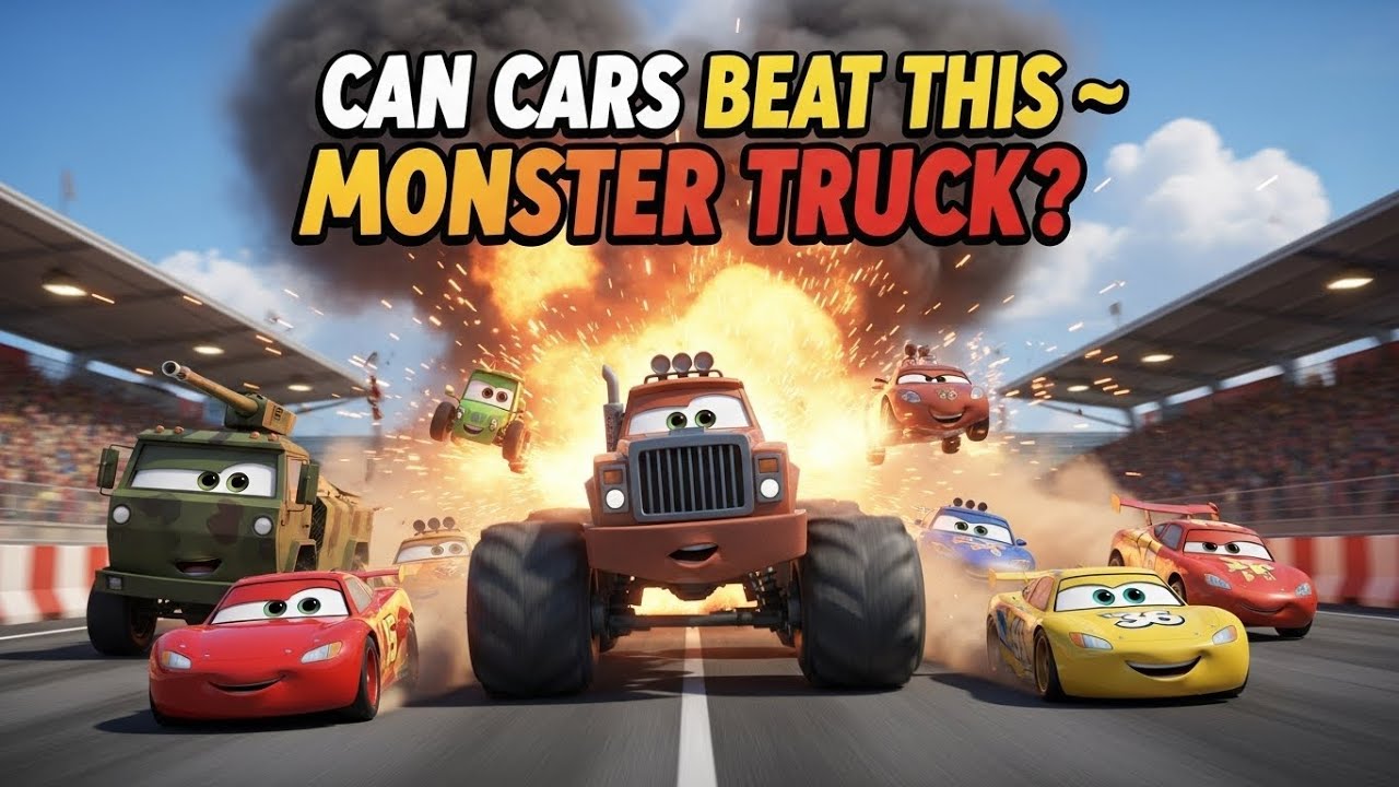 CAN CARS 🚗 BEAT THIS MONSTER TRUCK 🚛 ? #kidscartoon