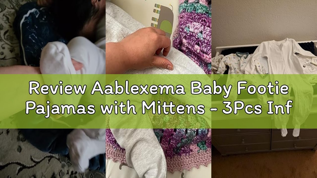 Review Aablexema Baby Footie Pajamas with Mittens - 3Pcs Infant Cotton Footed One Piece Sleepwear Ou