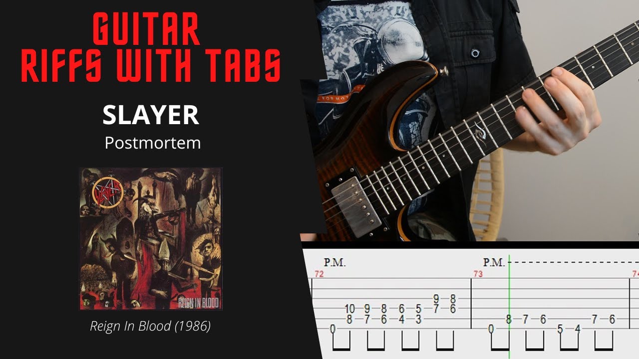 Slayer - Postmortem - Guitar riffs with tabs / cover / lesson