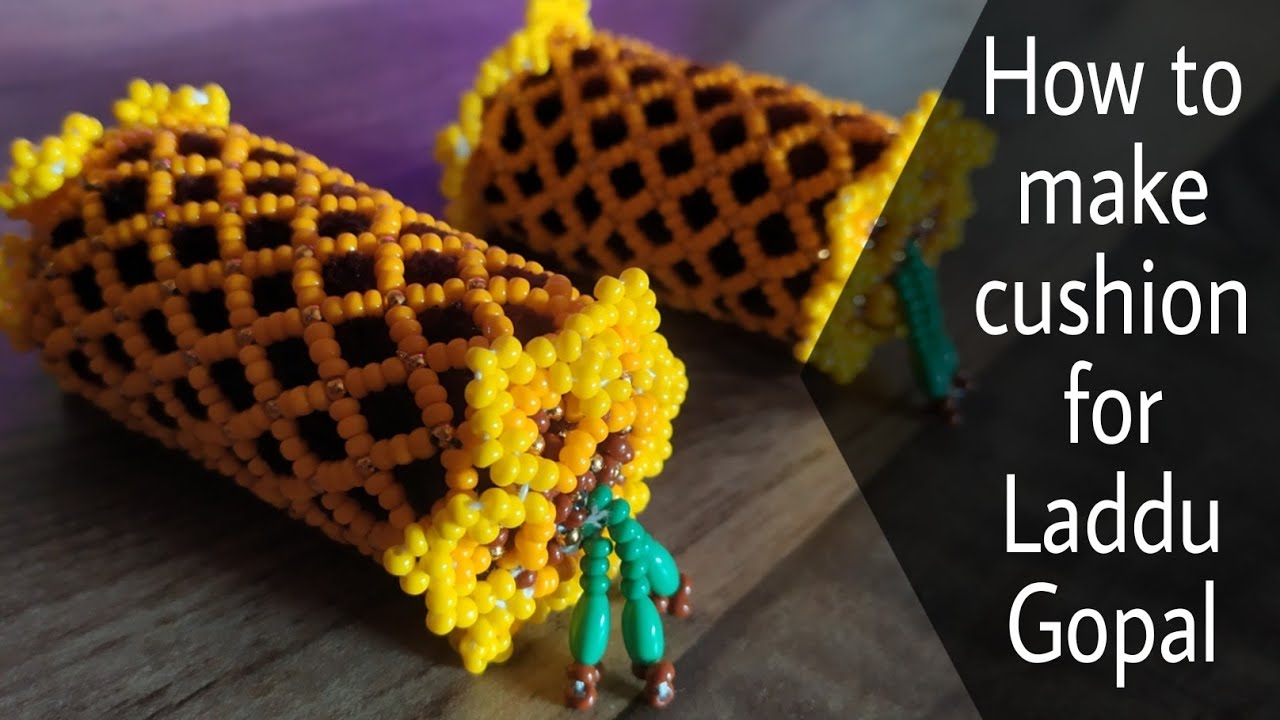 How to make cushion for laddu gopal//laddu gopal takiya//dat moti takiya//bead work//new design