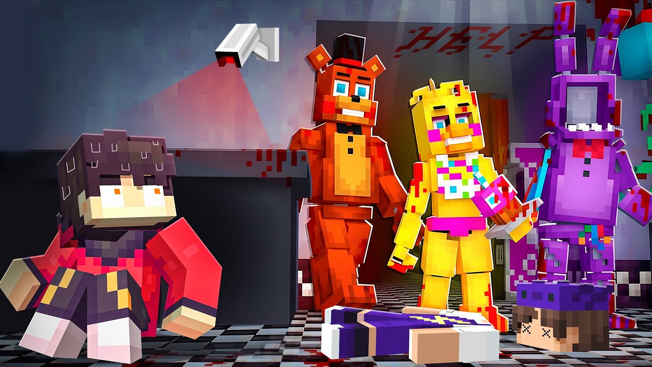 Surviving OVERNIGHT in a FNAF PIZZERIA in Minecraft!