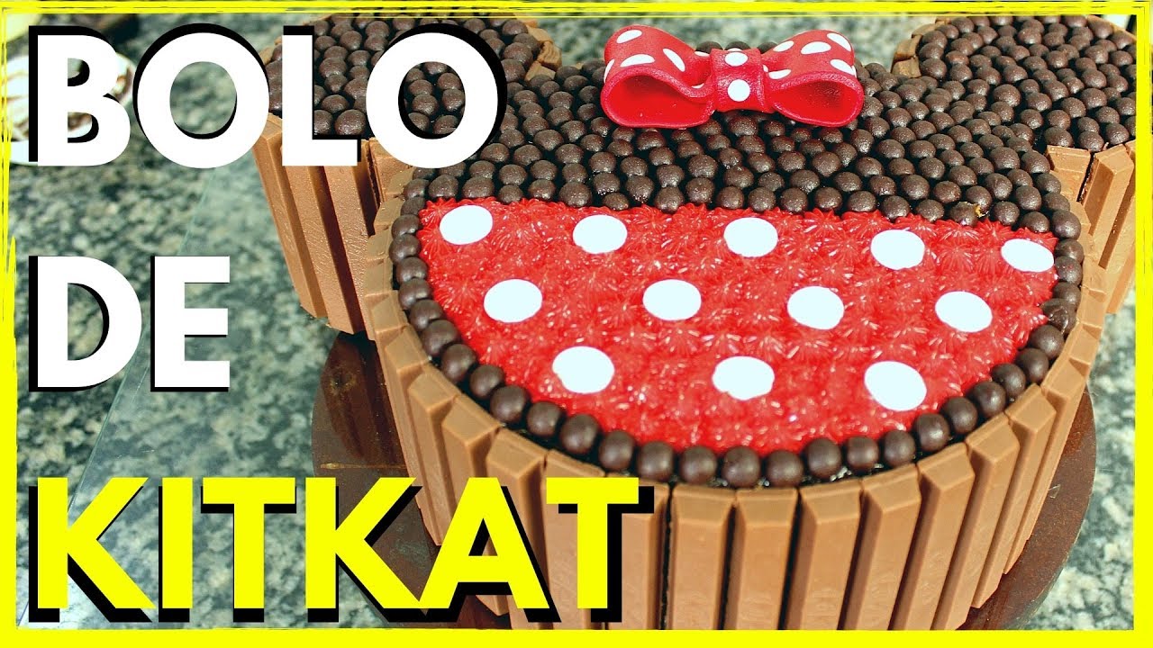 BOLO DE KITKAT: Como Fazer Bolo de Kit Kat Redondo da Minnie