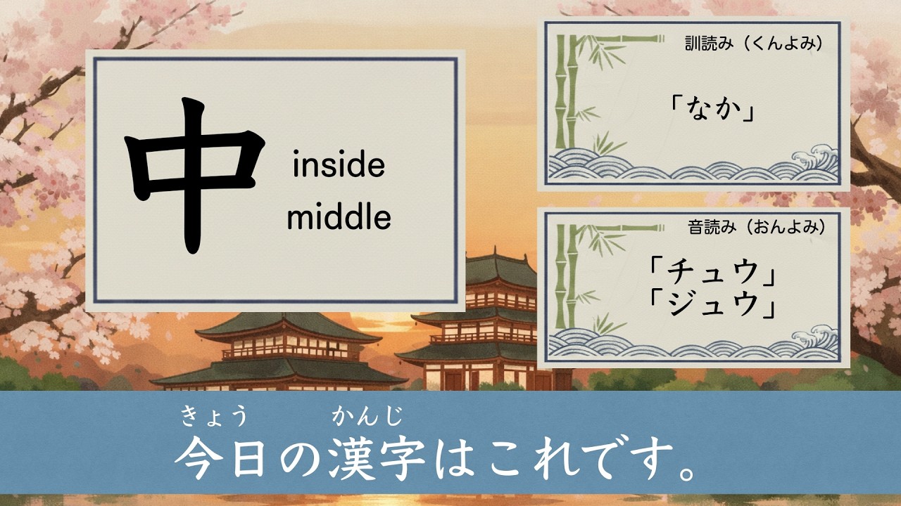 「 中」みんなの日本語 Minna No Nihongo / GENKI　漢字 Kanji