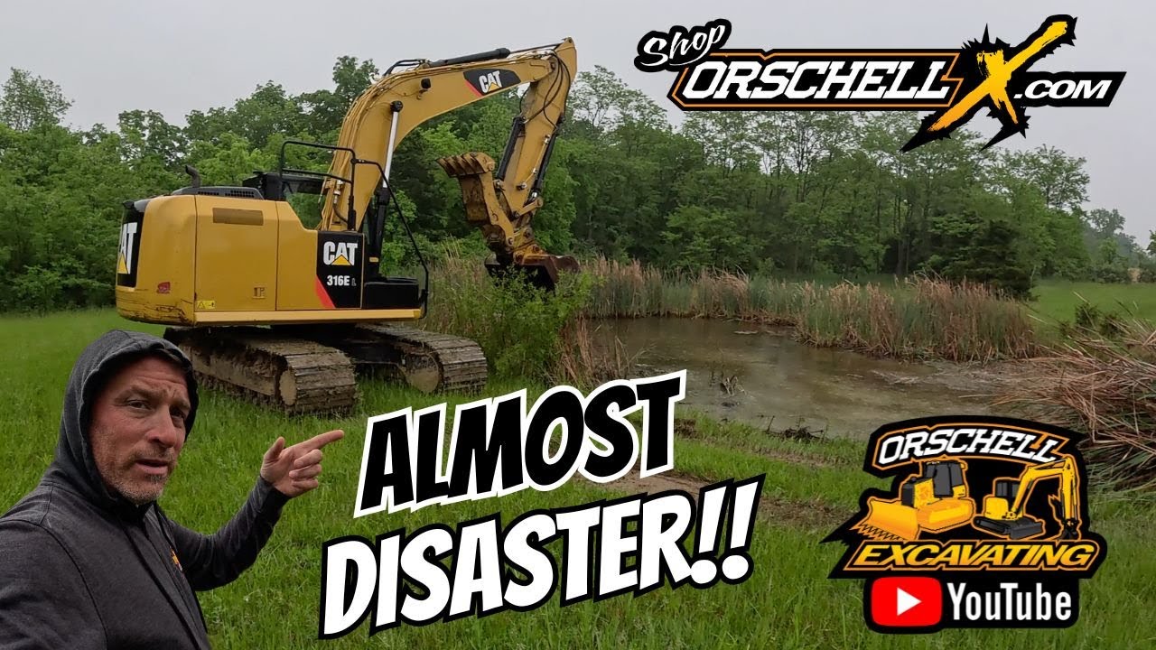 Caterpillar 320 Excavator Sinks into Pond When Trying to Clean Out Cattails!!