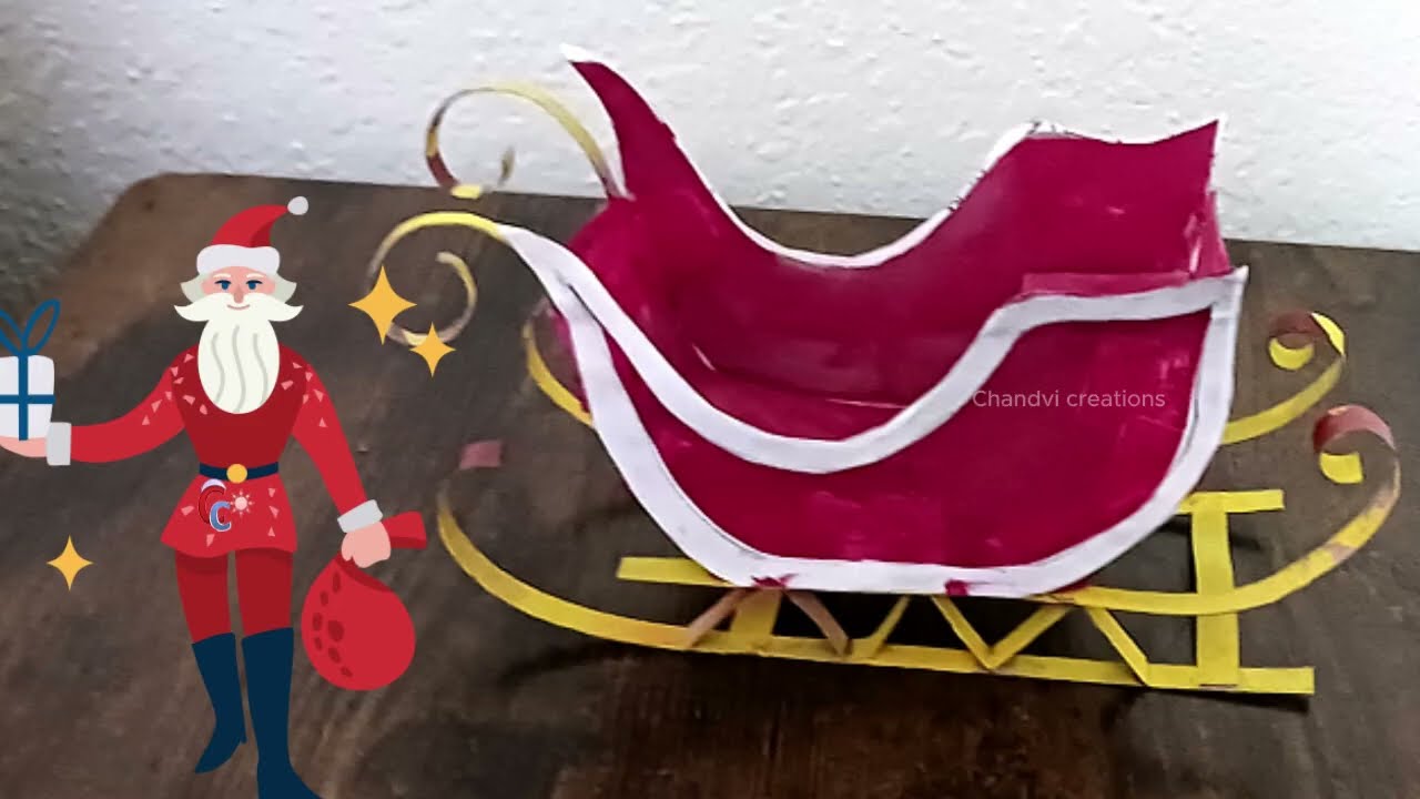 How To Make santa Claus Sleigh| Santa Sleigh Christmas decoration| santa claus sleigh making 2025