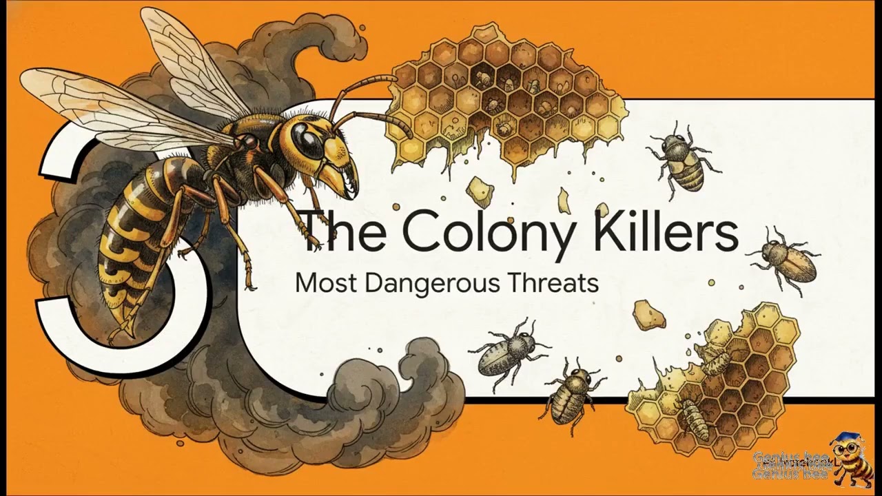 Learn about the key pests that threaten honey bee colonies in this educational video. 🐝