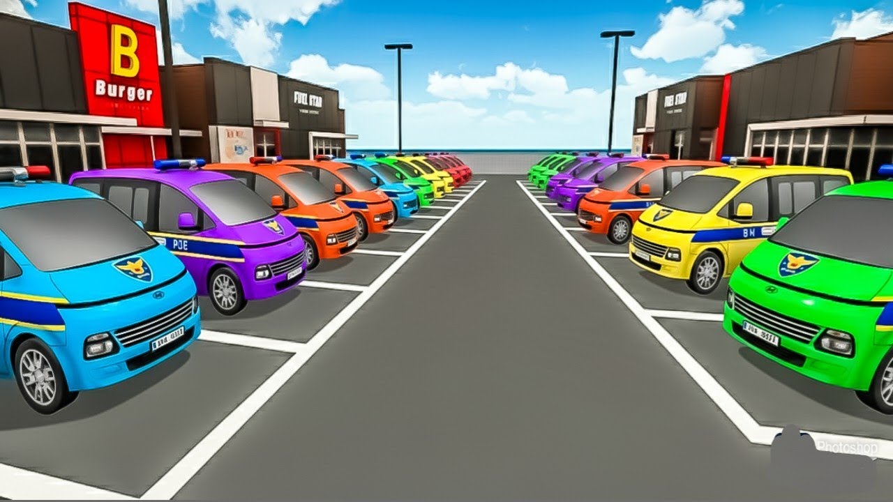 Police Car Parking In The Gass Pump Unlimited Colour Car 🚕 Police Driving Class Game-3D Simulator 3D