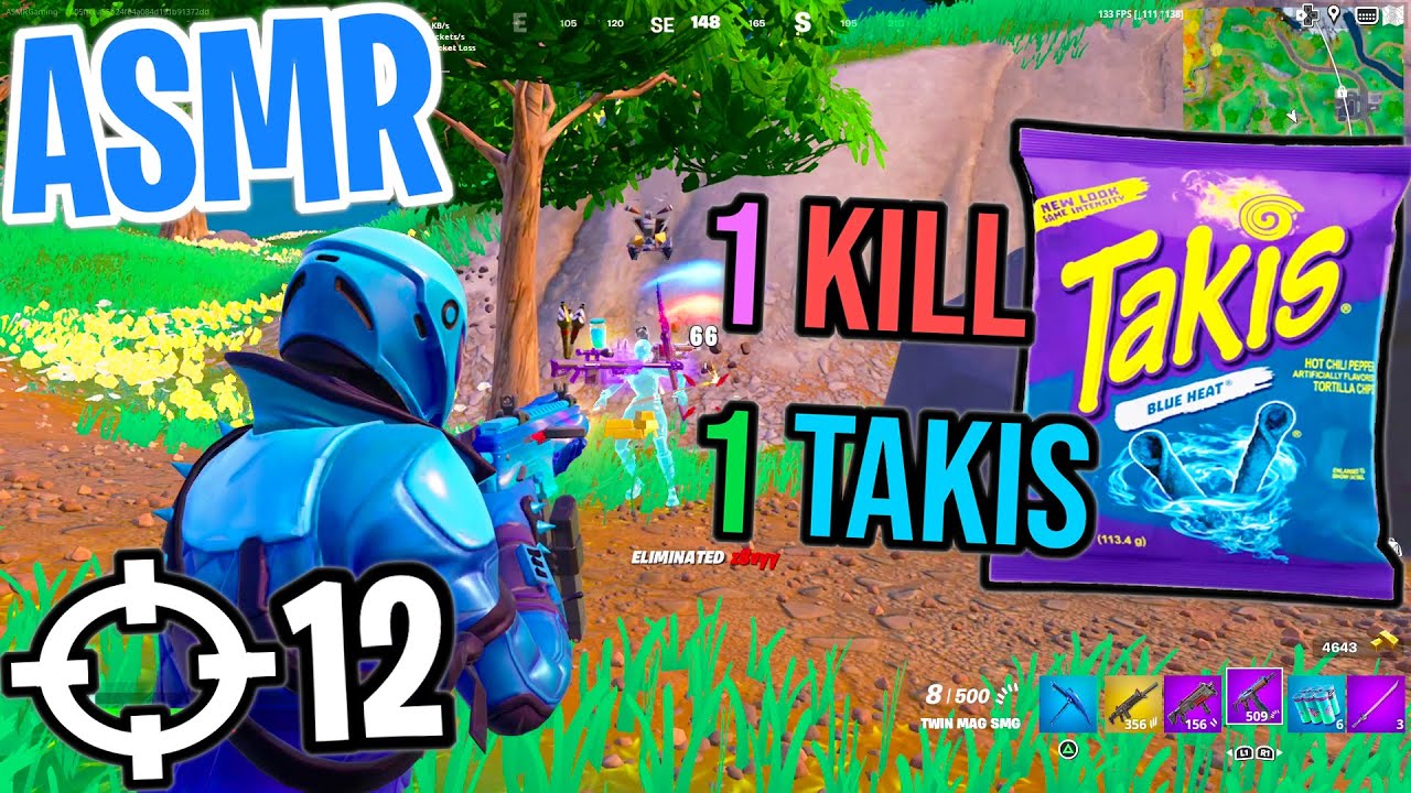 ASMR Gaming 😴 Fortnite 1 Kill = 1 Takis Relaxing Eating Sounds 🎮🎧 Controller Sounds + Whispering 💤