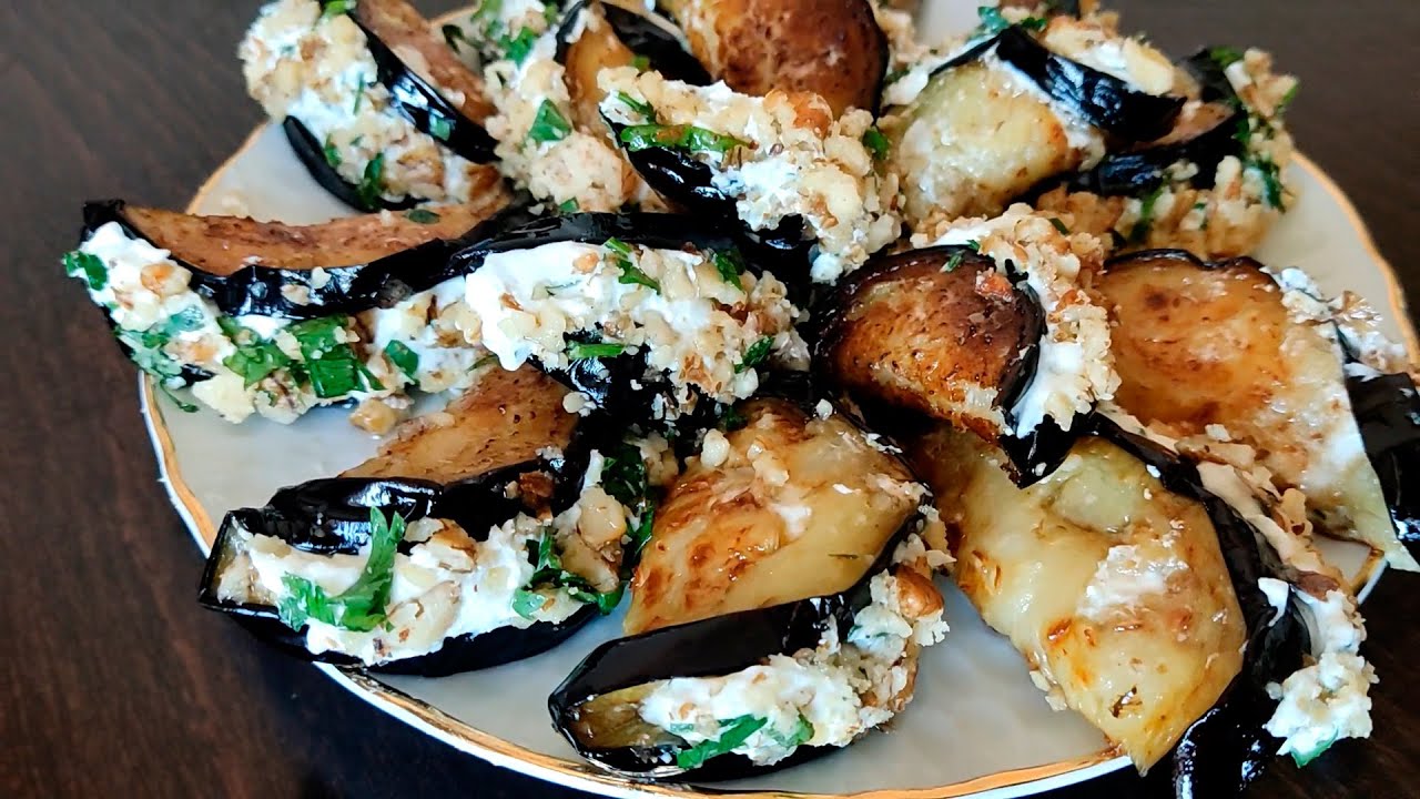 Баклажаны с творожным сыром и орехами — холодная закуска за 20 минут