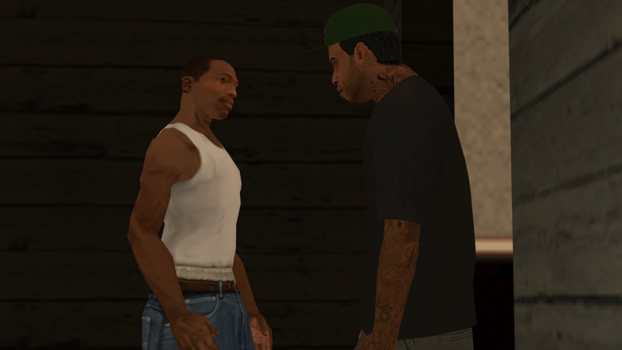 CJ being scared by random characters