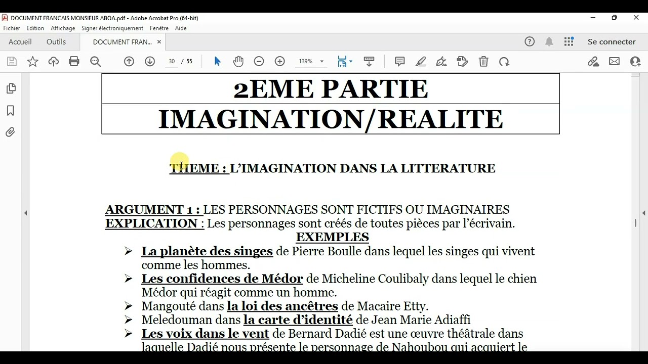UN SUJET DE DISSERTATION LITTERAIRE AVEC ARGUMENTS ET EXEMPLES POUR TOI