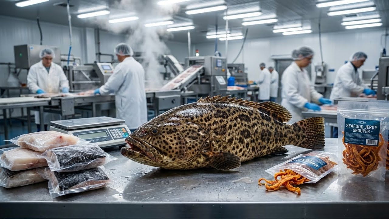Inside a Modern Seafood Plant: Processing Giant Grouper into Premium Portions (Full Process)