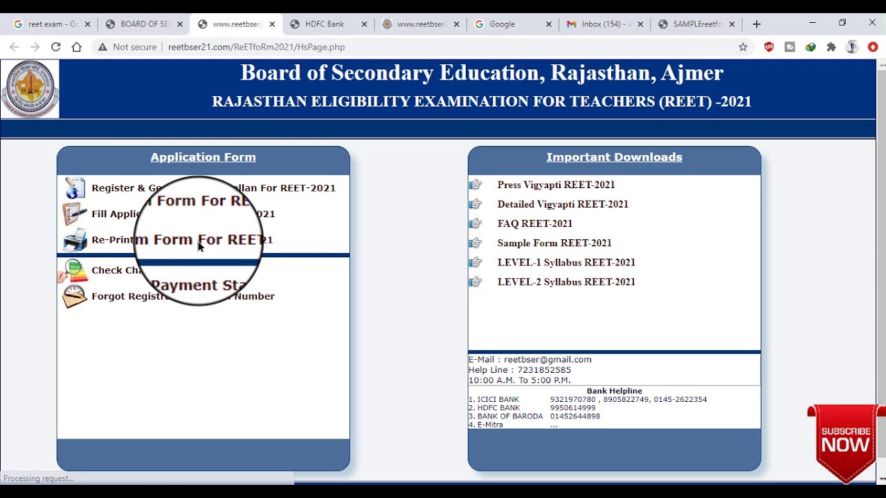 Rajasthan Tet || Reet 2021 Application Form Out Fill Online All Steps Including Doubts and Fees