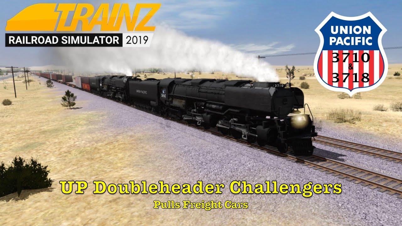 UP Doubleheader Challengers Pulls Freight Cars