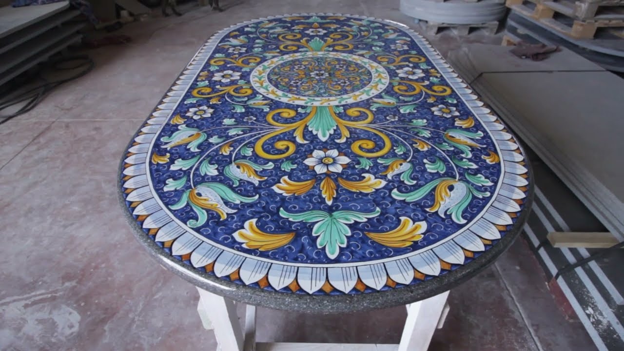 Handbemalte Tische aus Lavastein des &Auml;tna - Etna Design