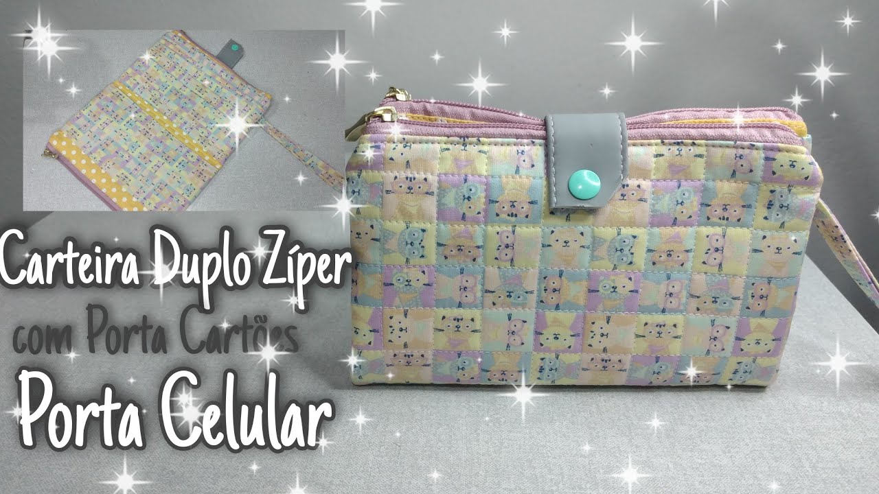 Como fazer Carteira Duplo Ziper | com Porta cartões | Porta Celular | Fácil | Faça e venda