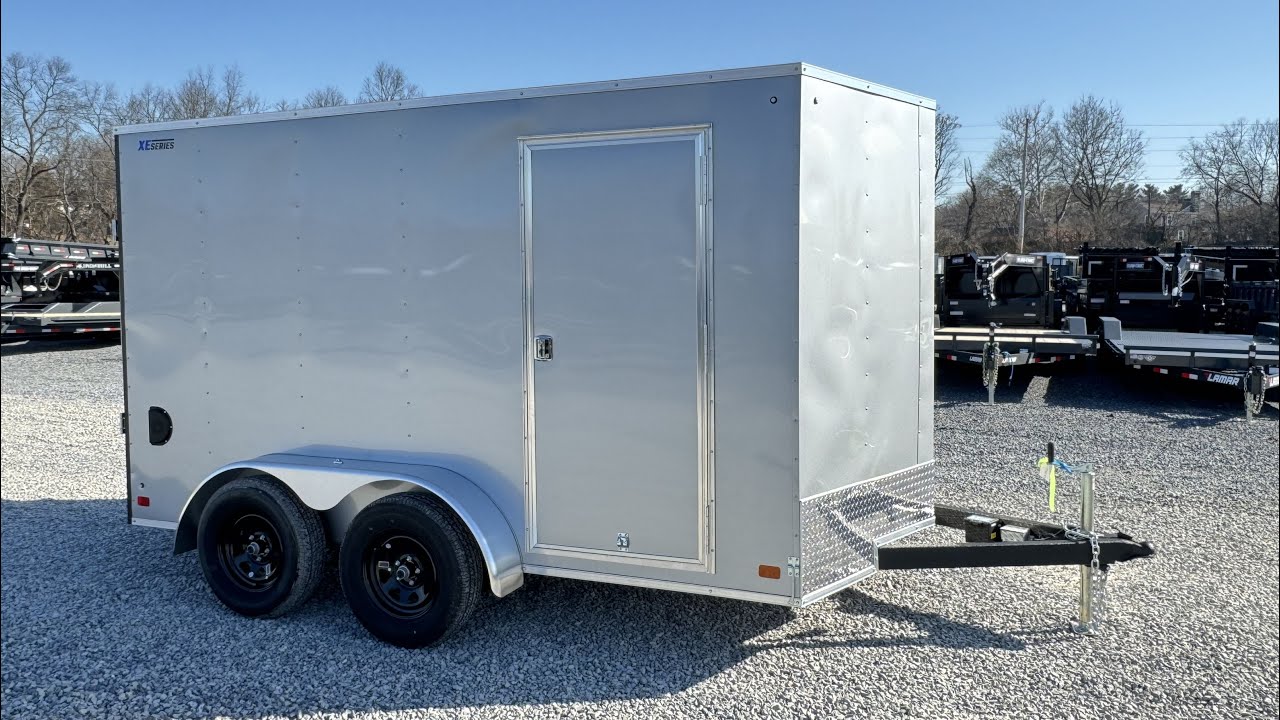 ITI Cargo 7x12' XE Series Tandem Axle Enclosed Cargo Trailer 7000# GVW Ramp Door Silver Exterior