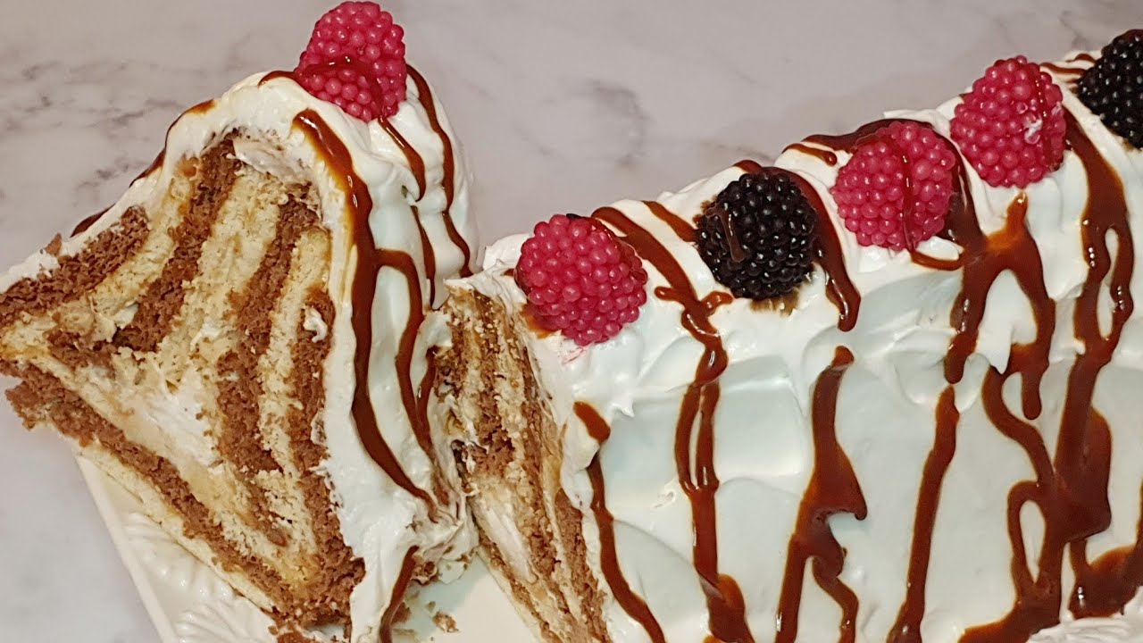 كيكة باردة بدون فرن سهلة وقمة في الروعة حلا  |gâteau sans génoise|pedding recipe