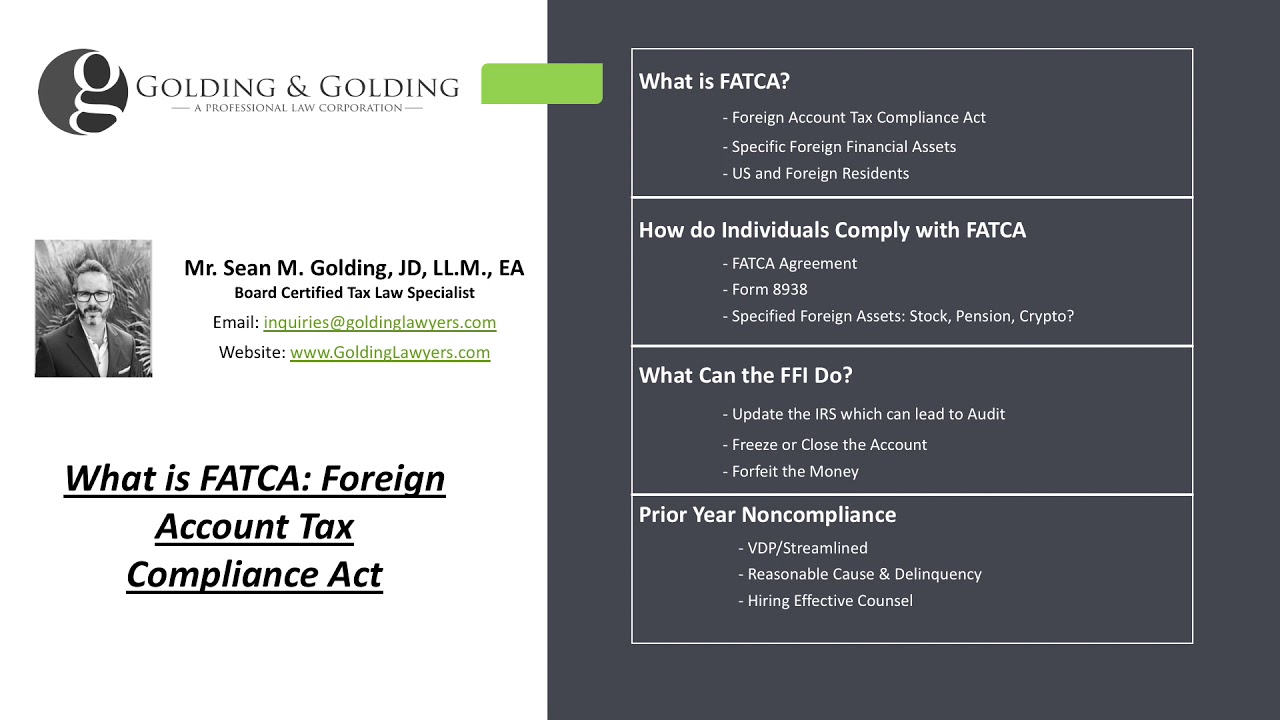 What is FATCA  - Foreign Account Tax Compliance Act