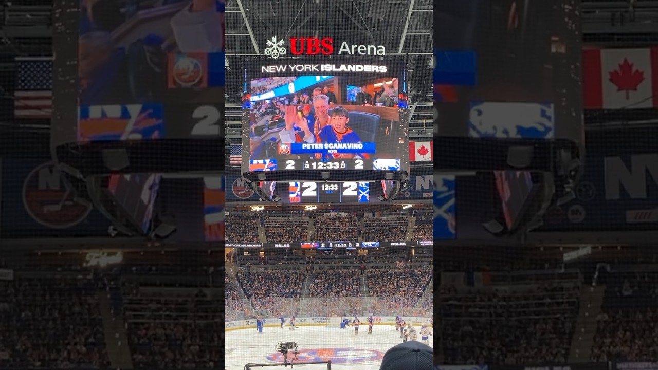 Peter Scanavino - Carisi from Law and Order SVU - attending a NY Islanders game
