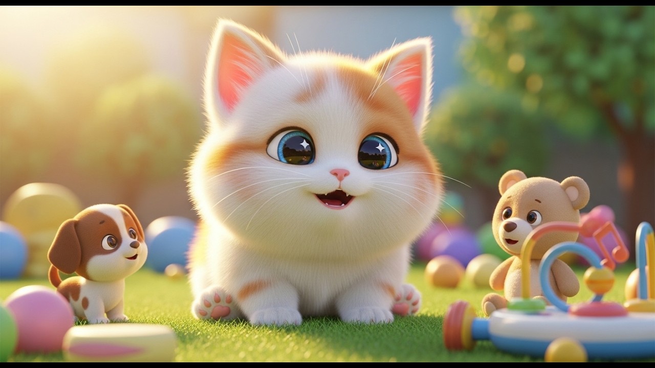 Little Kitten Learns to Talk with Sounds 🐱🎶 | Fun Animal Language Song for Kids 🐾