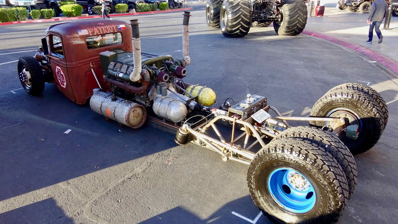 “The Patriot” 1937 Ford Rat Rod with an AIR COOLED 12.763 Litre (778 cu in) Twin Turbo V-8 at SEMA.