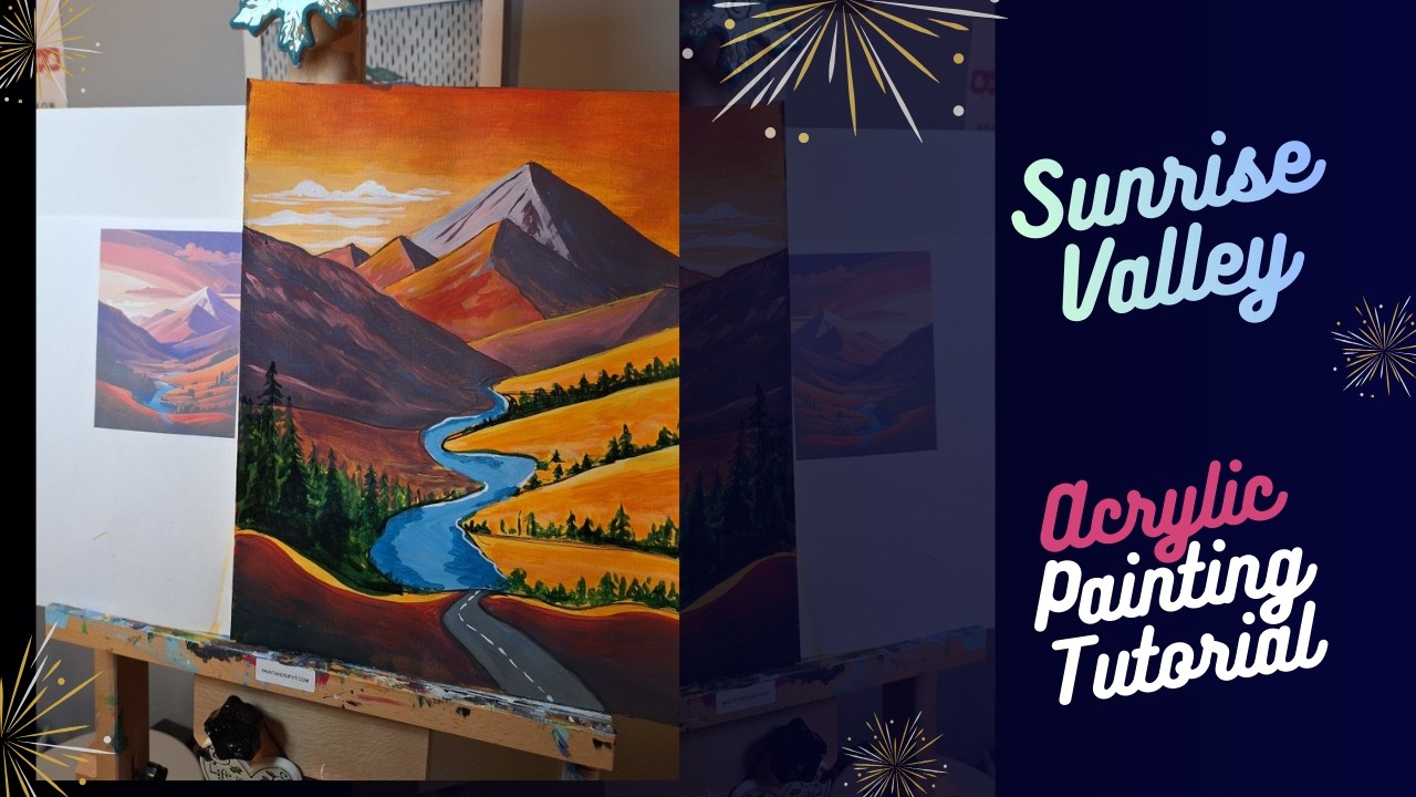 Sunrise Valley - Easy Acrylic Painting Tutorial using Backlighting Technique