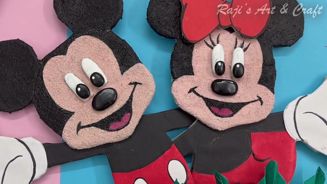 Mickey & Minnie mouse cardboard craft / Kids wall decor / DIY / Abstract craft wall mural /